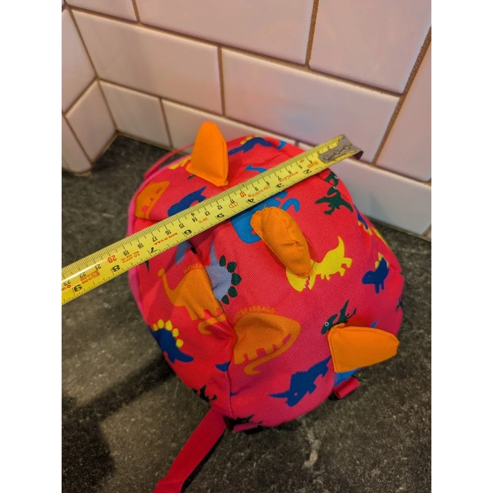 Pink Dinosaur Toddler Backpack with Detachable Safety Leash and 3D Spikes